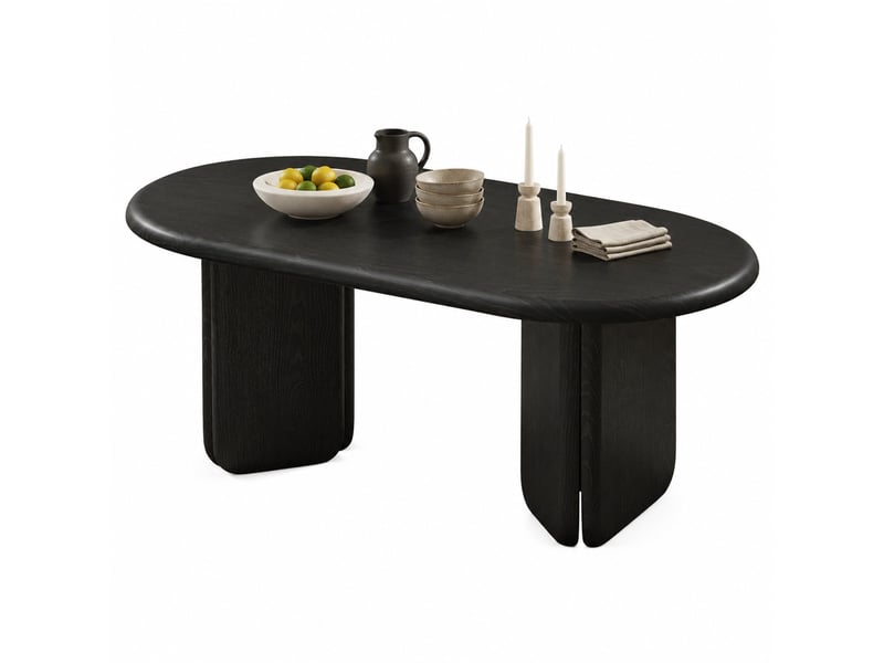  Table basse ovale noire 99 x 50 cm en mdf evryae  - Conforama A