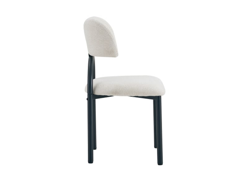  2 chaises de salle à manger modernes, assise et dossier rembourrés, piètement métal noir – sans table  - Conforama E