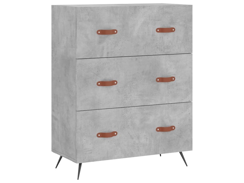  Commode chambre adulte, armoire à tiroirs gris béton 69,5x34x90 cm bois d'ingénierie  - Conforama A