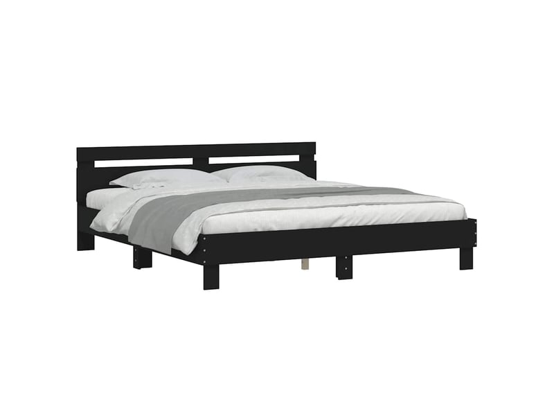  Lit double- lit adulte -  cadre de lit sans matelas noir 180x200 cm  - Conforama C