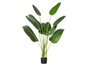 Bananier artificiel de 160 cm avec pot et 10 feuilles réalistes, plante tropicale artificielle pour la décoration intérieure et extérieure, vert
