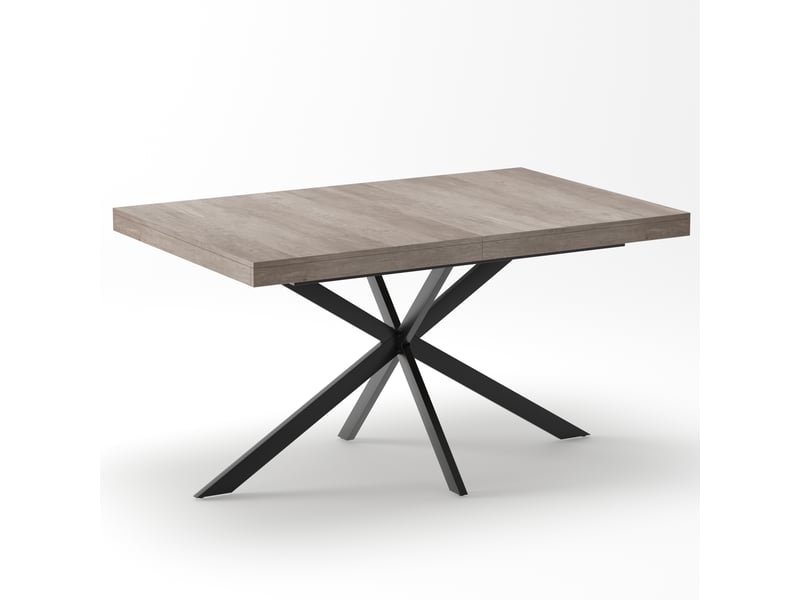 Table à manger extensible 140 à 180 cm, rangement caché, style rétro, gris  - Conforama D
