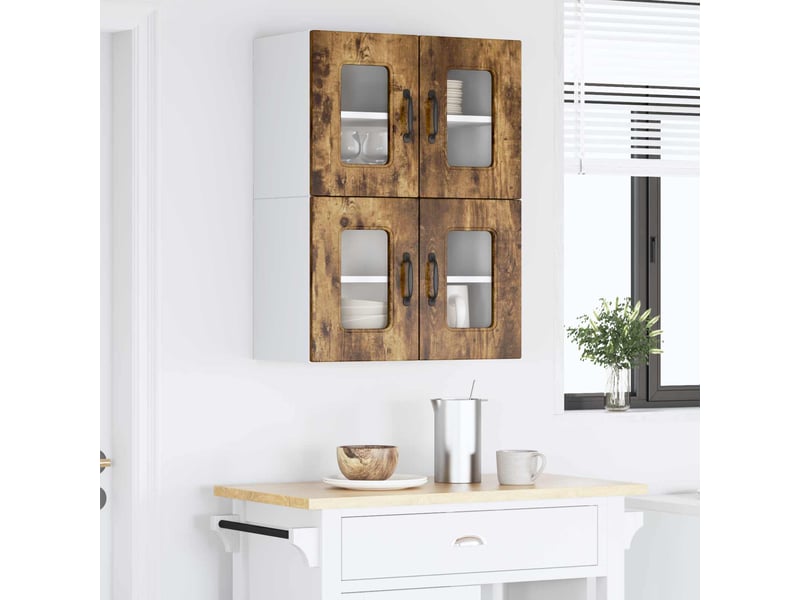  Meuble mural de cuisine | armoire de cuisine 2 pcs chêne fumé shl4299  - Conforama D