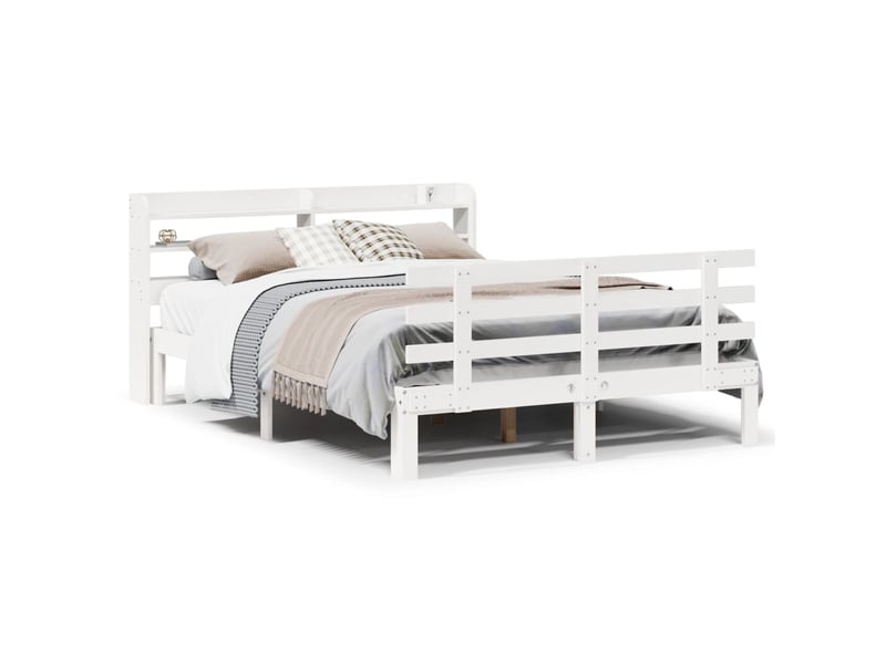 Lit double- lit adulte - cadre de lit avec tête de lit sans matelas blanc 160x200 cm - Conforama A