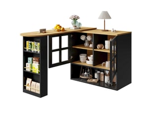Bar coloris noir <strong>MERAX</strong> <strong>table de bar noir</strong> - 204 cm