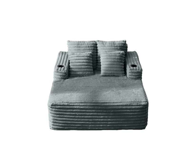  Canapé convertible 3 places 176 × 148 × 83 cm en chenille avec assise extensible et dossier réglable gris chicfurn  - Conforama A