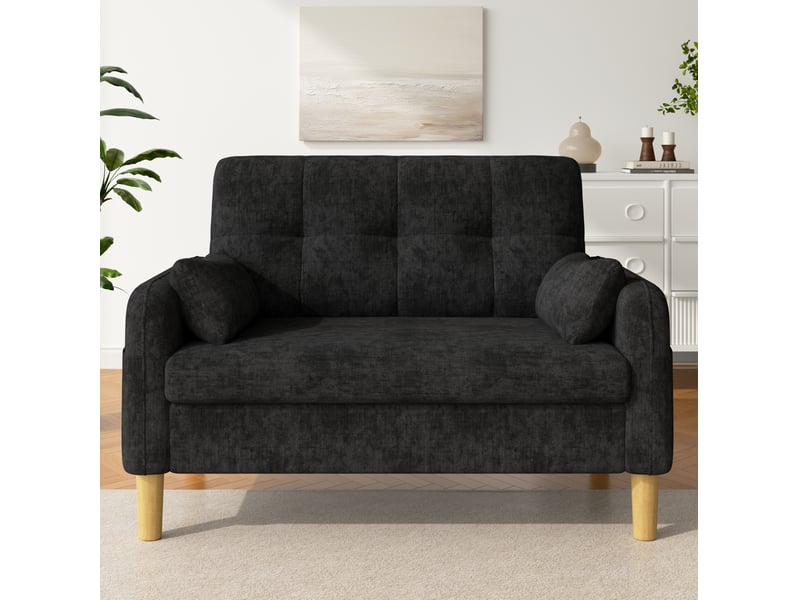  Canapé 2 places modenvie en chenille gris avec 2 coussins et poche latérale  - Conforama B