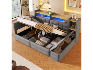 Lit banquette 140x200 cm <strong>SAPGAKS</strong> <strong></strong> coloris gris