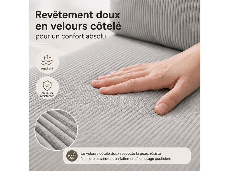  Canapé-lit pliable sans cadre, en tissu velours  - Conforama D
