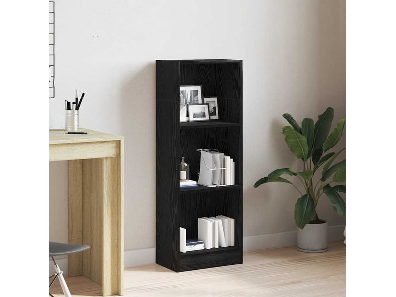  Bibliothèque, meuble de rangement salon en chêne noir 40 x 24 x 109 cm bois d'ingénierie  - Conforama B