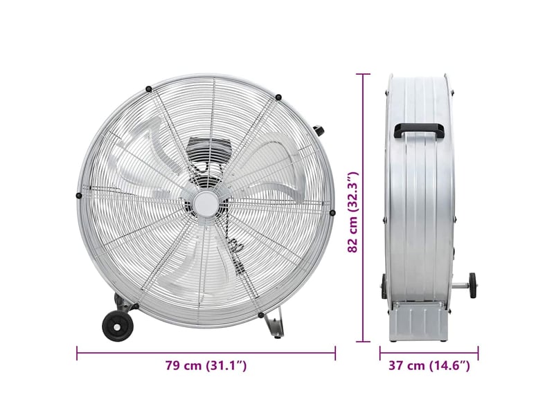  Vidaxl ventilateur tambour avec roue argenté 79 x 37 x 82 cm aluminium  - Conforama C