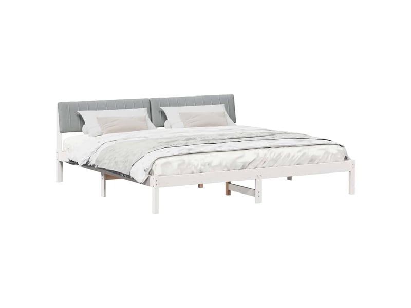 Lit double- lit adulte - cadre de lit avec tête de lit blanc et gris clair 200 x 200 cm - Conforama B