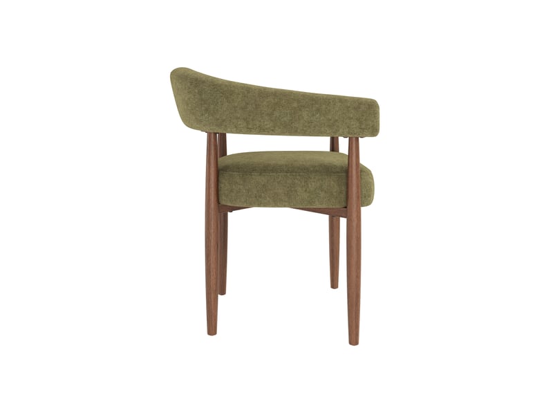  Lot de 2 chaises de salle à manger avec accoudoirs en chenille vert olive, 60x59x75 cm  - Conforama R