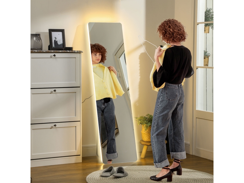  Miroir pleine longueur avec éclairage led 150 x 40 cm, 3 couleurs d'éclairage et fonction mémoire, transparent  - Conforama C