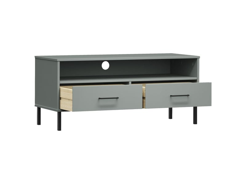  Meuble tv - banc tv - meuble de rangement avec pieds en métal gris bois de pin massif oslo  - Conforama E