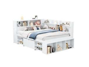 Lit avec rangement 140x190 cm coloris blanc