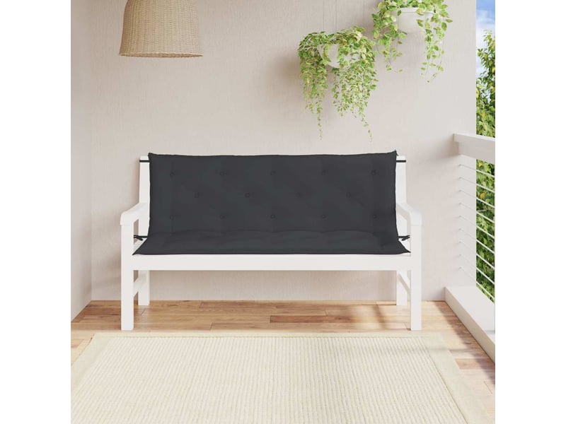  Coussin de banc de jardin, coussin d'assise noir 150x(50+50)x7 cm tissu oxford cf52776  - Conforama C