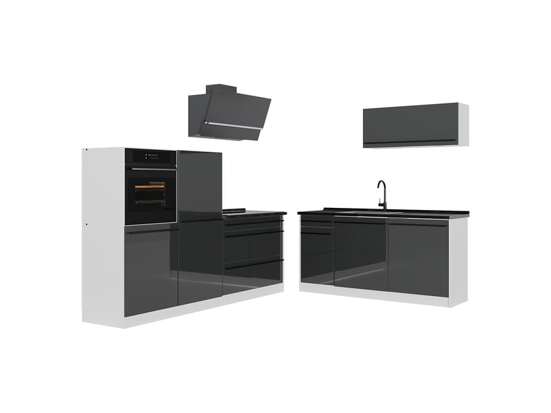 Vicco cuisine, anthracite haute brillanceblanc, 220cm plan de travail anthracite - Conforama A