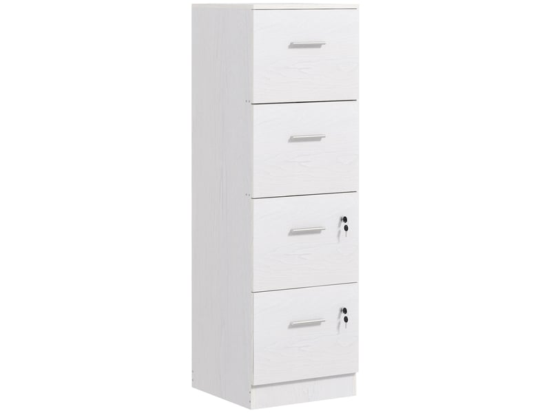  Armoire de bureau à 4 tiroirs avec 2 serrures et porte-documents, en bois, 40 x 42 x 130,8 cm, blanche  - Conforama B
