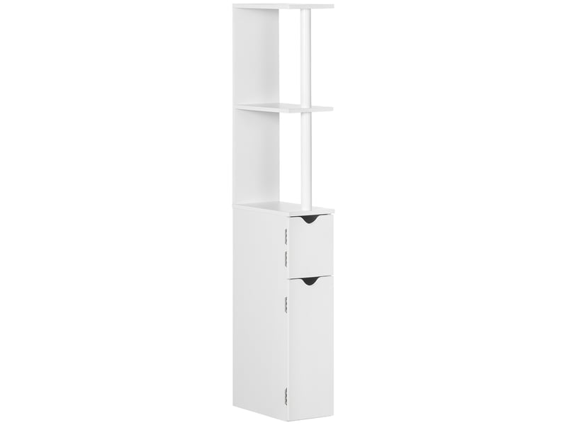 Meuble de salle de bain avec 2 étagères et 2 placards, armoire haute gain de place 15,2 x 29,8 x 118 cm, blanc  - Conforama A