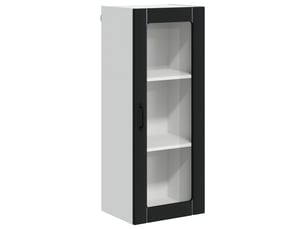 Meuble mural de cuisine, cabinet en verre mural noir 40x31x100cm shl7525