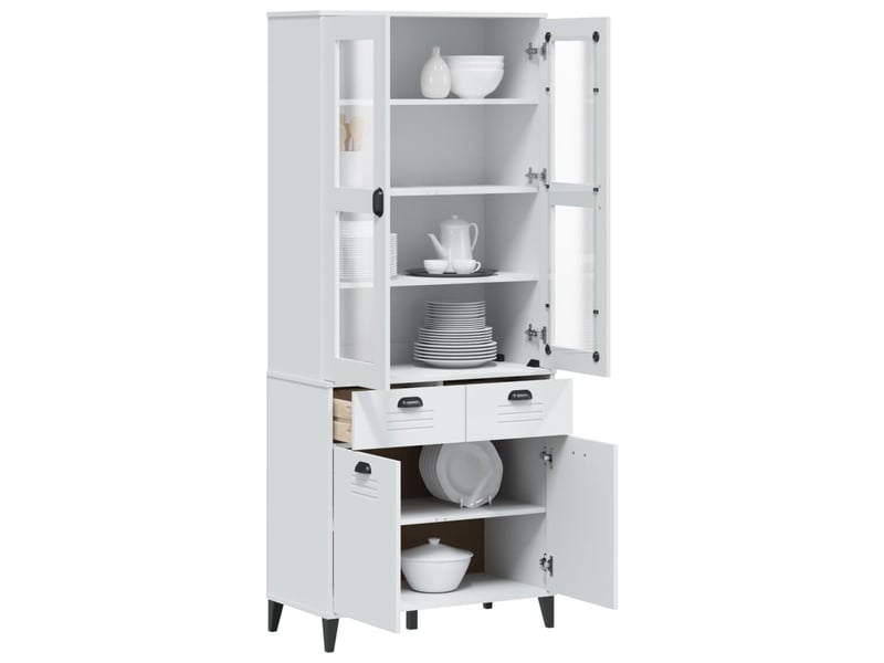 Buffet salon, buffet de rangement viken blanc 80x40x190 cm bois massif de pin - Conforama B