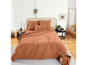 Parure de lit 220x240 cm gaze de coton caramel