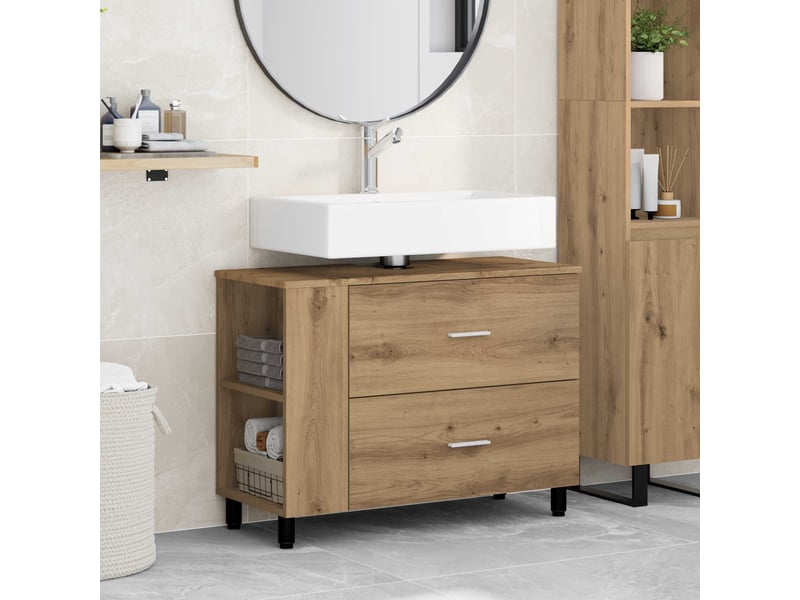  Unité de vanité de salle de bain, meuble de rangement chêne artisanal shl6829  - Conforama B