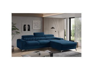 Canapé d'angle droit bleu foncé convertible 3 places jayson pour salon contemporain