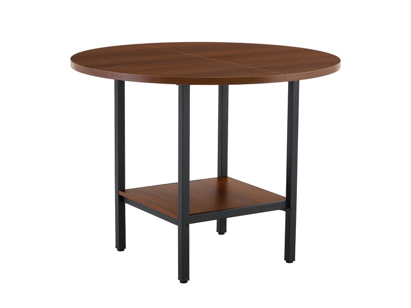 Table de salle à manger pour 4 à 6 personnes avec étagère de rangement, style moderne en mdf et métal, noyer 100 cm - Conforama A