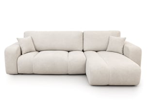 Canapé d'angle réversible fixe BESTMOBILIER MANON 4 places Tissu beige avec coffre de rangement