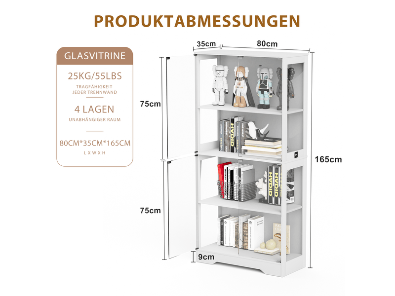  Vitrine en verre 80x35x165 cm éclairage led mdf blanche  - Conforama E