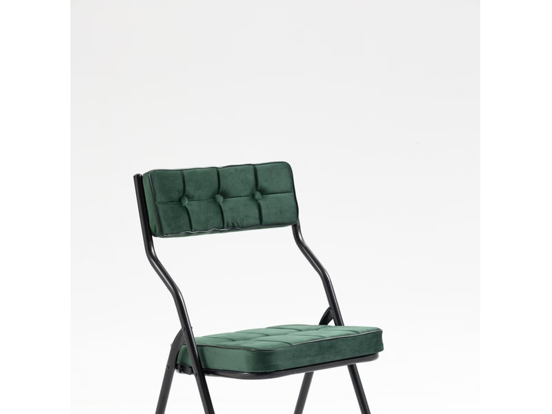  Lot de 2 chaises pliantes de salle à manger en velours vert  - Conforama A