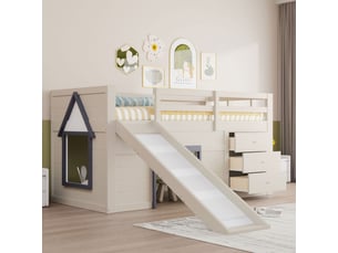 Lit mezzanine 90x200 cm <strong>HAUSS SPOLE</strong> <strong></strong> coloris beige