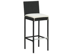Lot de 6 tabouret de bar, chaise de bar avec coussins noir résine tressée
