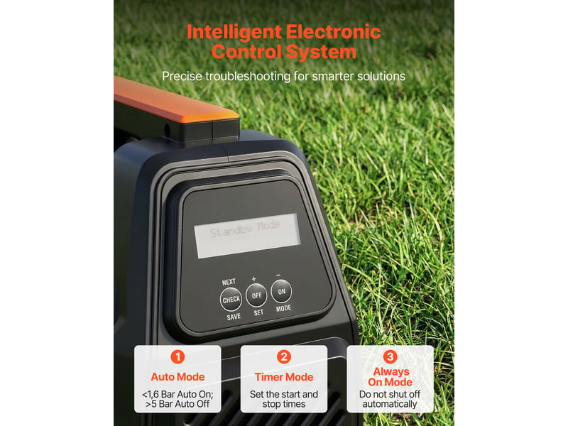Vevor pompe a jet pour puits peu profond 1300 w pompe a jet pp debit max 4800 lh pour systeme irrigation jardin arrosage pelouse, avec hauteur deaspiration 8 m, commande electronique intelligente - Conforama E