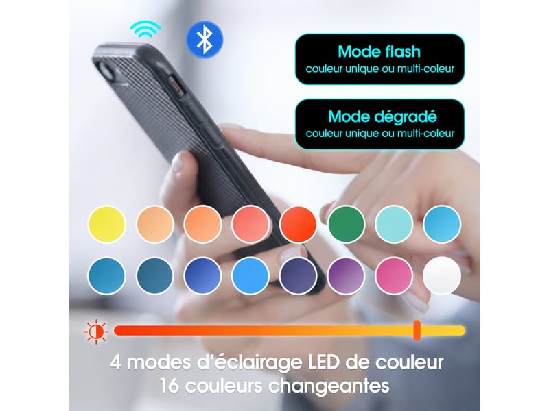  Table basse blanche brillante relevable avec plateau en verre trempé, led et rangement, 100 x 50 cm  - Conforama E