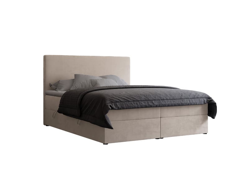 Lit coffre giulia - 140x200 cm - avec matelas et surmatelas - velours dense - beige clair GIULIA - Conforama A