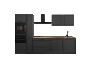 Vicco cuisine, anthracite campagneanthracite, 310cm plan de travail chêne doré