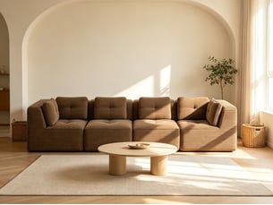 Canapé modulable 4 places sans armature, coussins moelleux et assise profonde antidérapante, 69 × 386 × 177 cm, marron