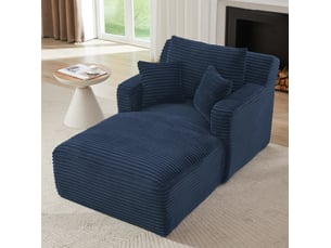 Méridienne convertible avec assise confortable, usage polyvalent et sans montage, en velours côtelé bleu