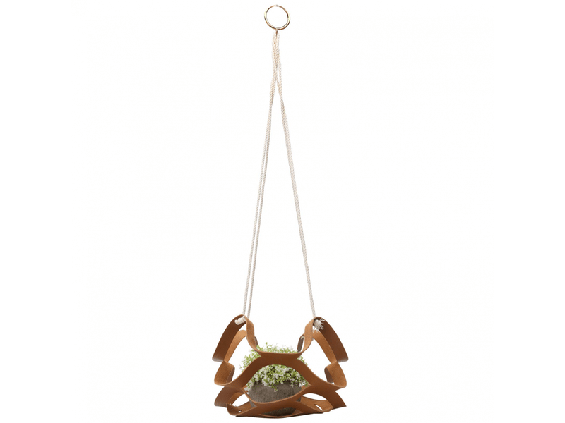  Présentoir pour pots de fleurs en cuir synthétique, panier suspendu pour plantes succulentes, décoration de jardinière (corde en coton + cuir sy  - Conforama E