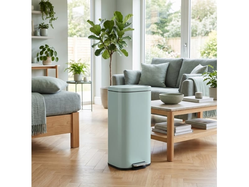  Poubelle de cuisine à pédale 30 l 36x29x59,5 cm fermeture silencieuse métal vert  - Conforama C