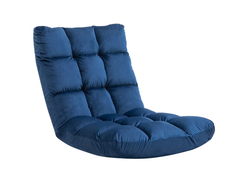  Fauteuil convertible, fauteuil paresseux, flanelle (100% polyester), 55x71x53.5cm, bleu  - Conforama A