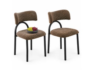 Chaises de salle à manger lot de 2 avec dossier rembourré  - piètement métal, tissu marron