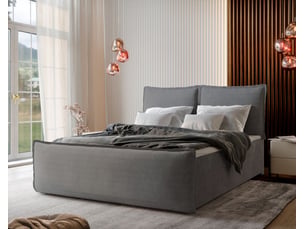 Lit avec rangement 180x200 cm <strong>MASSENO</strong>  <strong></strong> coloris gris
