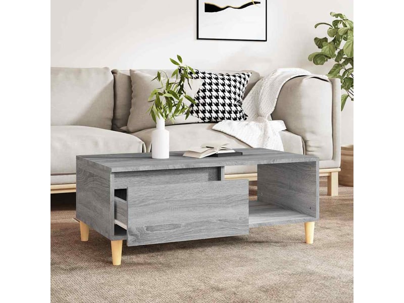  Table basse rectangulaire | table de salon sonoma gris 90x50x36,5 cm bois d'ingénierie shl5955  - Conforama C