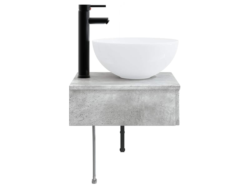  Basin de lavage mural, lavabo gris béton 40x41x40.5 cm  - Conforama D