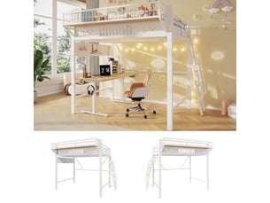 Lit mezzanine 140x200 cm <strong>MERAX</strong> <strong></strong> coloris blanc
