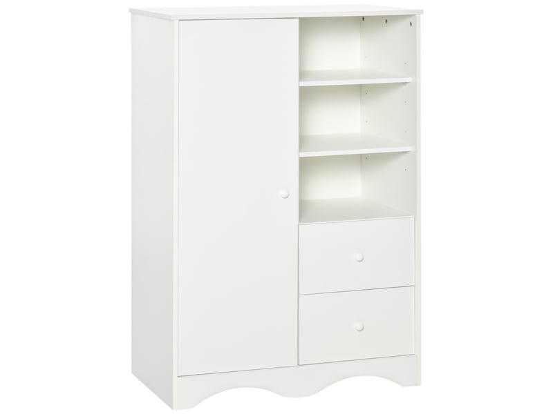  Armoire avec porte, 5 étagères, 3 niches, 2 tiroirs, meuble de rangement blanc pour chambre, salon, bureau  - Conforama A